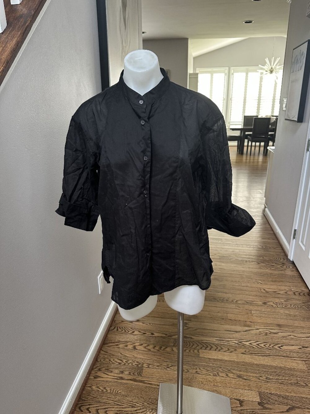 Lis Lareida Black 3/4 Sleeve Button Up Size 38